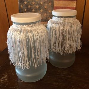 Shabby Chic Glass Jar/Vase Set of 2